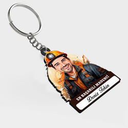  - Karikatürlü - Erkek Madenci İsimli Anahtarlık