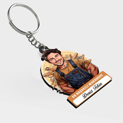  - Karikatürlü - Erkek Marangoz İsimli Anahtarlık