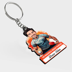  - Karikatürlü - Erkek Masa Tenisçisi İsimli Anahtarlık