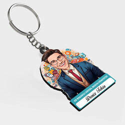  - Karikatürlü - Erkek Medya Yöneticisi İsimli Anahtarlık