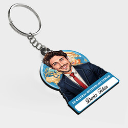  - Karikatürlü - Erkek Meteoroloji Uzmanı İsimli Anahtarlık