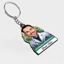  - Karikatürlü - Erkek Mikrobiyolog İsimli Anahtarlık