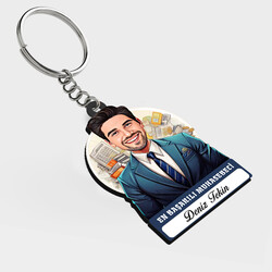  - Karikatürlü - Erkek Muhasebeci İsimli Anahtarlık