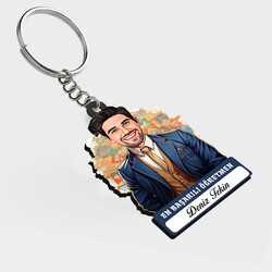  - Karikatürlü - Erkek Öğretmen İsimli Anahtarlık