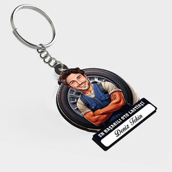  - Karikatürlü - Erkek Oto Lastikçisi İsimli Anahtarlık