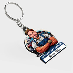  - Karikatürlü - Erkek Oto Tamircisi İsimli Anahtarlık