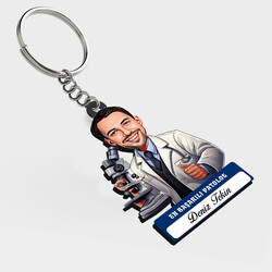  - Karikatürlü - Erkek Patolog İsimli Anahtarlık