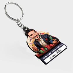  - Karikatürlü - Erkek Poker Oyuncusu İsimli Anahtarlık