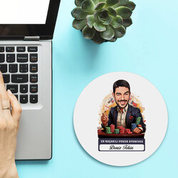 Karikatürlü Erkek Poker Oyuncusu Mousepad - Thumbnail