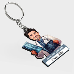  - Karikatürlü - Erkek Radyolog İsimli Anahtarlık