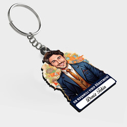  - Karikatürlü - Erkek Sınıf Öğretmeni İsimli Anahtarlık