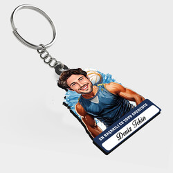  - Karikatürlü - Erkek Su Topu Oyuncusu İsimli Anahtarlık