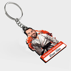  - Karikatürlü - Erkek Tekvandocu İsimli Anahtarlık