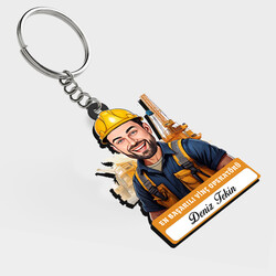  - Karikatürlü - Erkek Vinç Operatörü İsimli Anahtarlık