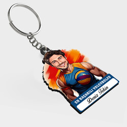  - Karikatürlü - Erkek Voleybolcu İsimli Anahtarlık