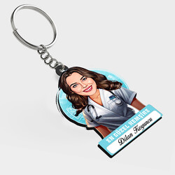  - Karikatürlü - Güzel Hemşire İsimli Anahtarlık