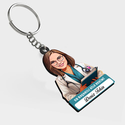  - Karikatürlü - Kadın Aile Hekimi İsimli Anahtarlık