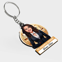  - Karikatürlü - Kadın Avukat İsimli Anahtarlık