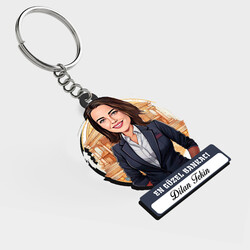  - Karikatürlü - Kadın Bankacı İsimli Anahtarlık