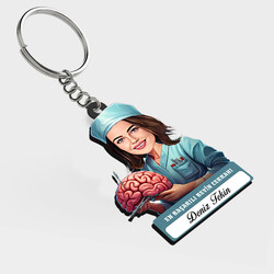  - Karikatürlü - Kadın Beyin Cerrahı İsimli Anahtarlık