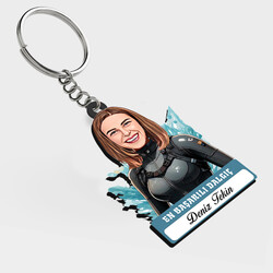  - Karikatürlü - Kadın Dalgıç İsimli Anahtarlık