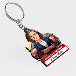  - Karikatürlü - Kadın Galerici İsimli Anahtarlık