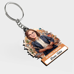  - Karikatürlü - Kadın İç Mimar İsimli Anahtarlık