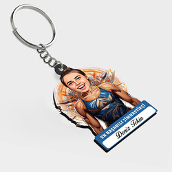  - Karikatürlü - Kadın Jimnastikçi İsimli Anahtarlık