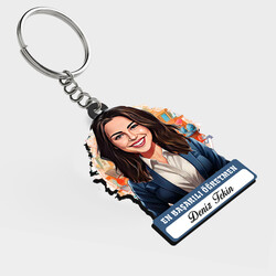  - Karikatürlü - Kadın Öğretmen İsimli Anahtarlık