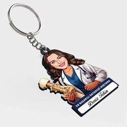  - Karikatürlü - Kadın Ortopedi Doktoru İsimli Anahtarlık