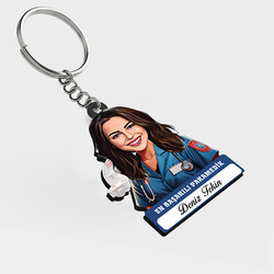  - Karikatürlü - Kadın Paramedik İsimli Anahtarlık