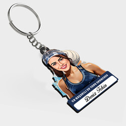  - Karikatürlü - Kadın Su Topu Oyuncusu İsimli Anahtarlık