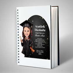  - Karikatürlü Kız İlkokul Öğrencisi Mezuniyet Defter