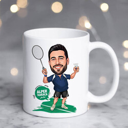  - Karikatürlü Tenis Oyuncusu Erkek Kupa Bardak