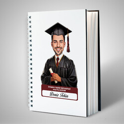  - Karikatürlü Üniversiteli Erkek Öğrenci Mezuniyet Defter