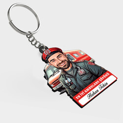  - Karikatürlü - Yakışıklı Ambulans Şoförü İsimli Anahtarlık