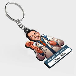  - Karikatürlü - Yakışıklı KBB Doktoru İsimli Anahtarlık