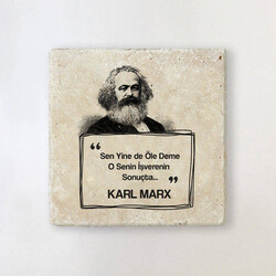  - Karl Marx Esprili Taş Bardak Altlığı
