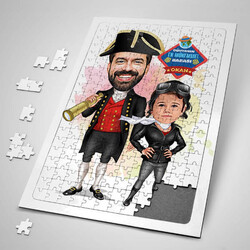  - Kaşif Baba ve Kızı Karikatürlü Puzzle