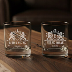 - Kişiye Özel Aslan Figürlü İkili Prestige Glass Viski Bardağı