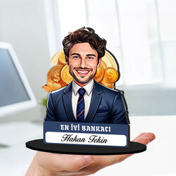  - Kişiye Özel Erkek Bankacıya Hediye Karikatürlü Biblo