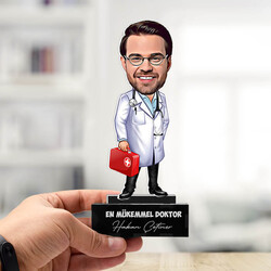 Kişiye Özel Erkek Doktor Karikatürlü Biblo - Thumbnail