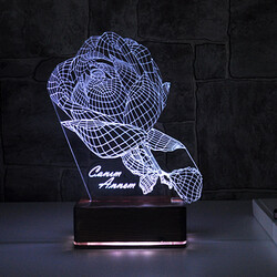  - Kişiye Özel Gül Motifli 3D LED Lamba