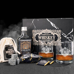 Kişiye Özel İkili Viski Kadehi ve Kolonya Whiskey Set - Thumbnail
