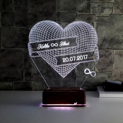  - Kişiye Özel Sonsuz Aşk 3D LED Lamba