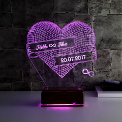 Kişiye Özel Sonsuz Aşk 3D LED Lamba - Thumbnail