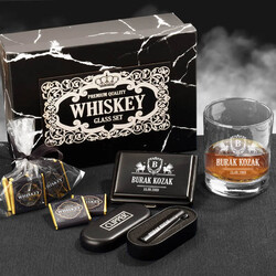 Kişiye Özel Whiskey Set Çakmak ve Sigaralık Hediye Kutusu - Thumbnail