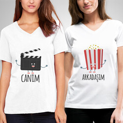  - Klaket ve Popcorn Arkadaş Tişörtü