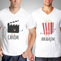  - Klaket ve Popcorn Erkek Arkadaş Tişörtü