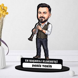  - Klarnetçi Müzisyen Erkek Karikatürlü Biblo